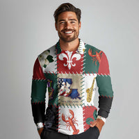 Louisiana Famous Things Christmas Long Sleeve Polo Shirt Xmas Holiday Patterns - Wonder Print Shop