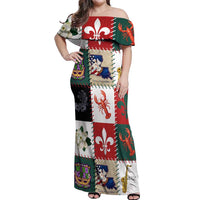 Louisiana Famous Things Christmas Off Shoulder Maxi Dress Xmas Holiday Patterns - Wonder Print Shop