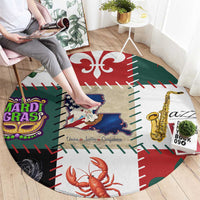 Louisiana Famous Things Christmas Round Carpet Xmas Holiday Patterns - Wonder Print Shop