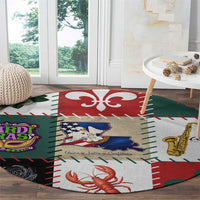 Louisiana Famous Things Christmas Round Carpet Xmas Holiday Patterns - Wonder Print Shop