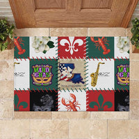 Louisiana Famous Things Christmas Rubber Doormat Xmas Holiday Patterns - Wonder Print Shop