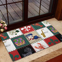 Louisiana Famous Things Christmas Rubber Doormat Xmas Holiday Patterns - Wonder Print Shop