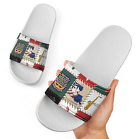Louisiana Famous Things Christmas Slide Sandals Xmas Holiday Patterns - Wonder Print Shop