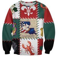 Louisiana Famous Things Christmas Sweatshirt Xmas Holiday Patterns - Wonder Print Shop