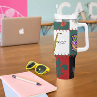 Louisiana Famous Things Christmas Tumbler With Handle Xmas Holiday Patterns - Wonder Print Shop