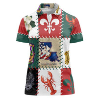Louisiana Famous Things Christmas Women Polo Shirt Xmas Holiday Patterns - Wonder Print Shop