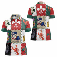 Louisiana Famous Things Christmas Women Polo Shirt Xmas Holiday Patterns - Wonder Print Shop