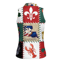 Louisiana Famous Things Christmas Women Sleeveless Polo Shirt Xmas Holiday Patterns - Wonder Print Shop