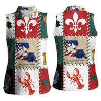 Louisiana Famous Things Christmas Women Sleeveless Polo Shirt Xmas Holiday Patterns - Wonder Print Shop