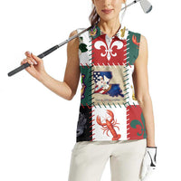 Louisiana Famous Things Christmas Women Sleeveless Polo Shirt Xmas Holiday Patterns - Wonder Print Shop