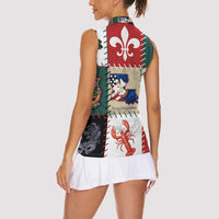 Louisiana Famous Things Christmas Women Sleeveless Polo Shirt Xmas Holiday Patterns - Wonder Print Shop
