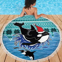 Love Oracle Whale Christmas Beach Blanket Xmas Holiday Patterns - Wonder Print Shop