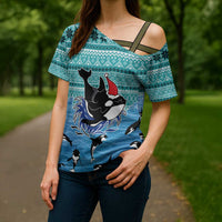 Love Oracle Whale Christmas Cross Shoulder Shirt Xmas Holiday Patterns - Wonder Print Shop