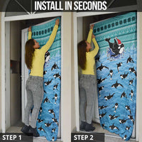 Love Oracle Whale Christmas Door Cover Xmas Holiday Patterns - Wonder Print Shop