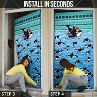 Love Oracle Whale Christmas Door Cover Xmas Holiday Patterns - Wonder Print Shop
