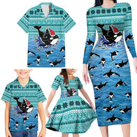 Love Oracle Whale Christmas Family Matching Long Sleeve Bodycon Dress and Hawaiian Shirt Xmas Holiday Patterns - Wonder Print Shop