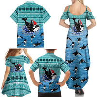 Love Oracle Whale Christmas Family Matching Summer Maxi Dress and Hawaiian Shirt Xmas Holiday Patterns - Wonder Print Shop