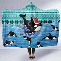 Love Oracle Whale Christmas Hooded Blanket Xmas Holiday Patterns - Wonder Print Shop