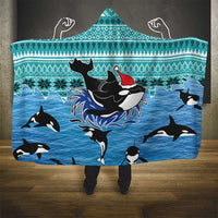 Love Oracle Whale Christmas Hooded Blanket Xmas Holiday Patterns - Wonder Print Shop
