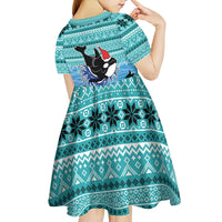 Love Oracle Whale Christmas Kid Short Sleeve Dress Xmas Holiday Patterns - Wonder Print Shop