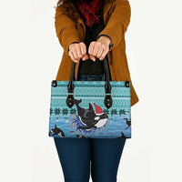 Love Oracle Whale Christmas Leather Bag Xmas Holiday Patterns - Wonder Print Shop