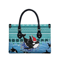 Love Oracle Whale Christmas Leather Bag Xmas Holiday Patterns - Wonder Print Shop
