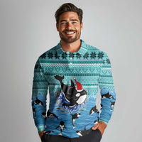 Love Oracle Whale Christmas Long Sleeve Polo Shirt Xmas Holiday Patterns - Wonder Print Shop