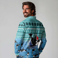 Love Oracle Whale Christmas Long Sleeve Polo Shirt Xmas Holiday Patterns - Wonder Print Shop