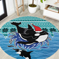 Love Oracle Whale Christmas Round Carpet Xmas Holiday Patterns - Wonder Print Shop