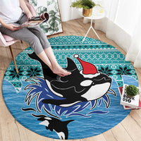 Love Oracle Whale Christmas Round Carpet Xmas Holiday Patterns - Wonder Print Shop