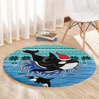 Love Oracle Whale Christmas Round Carpet Xmas Holiday Patterns - Wonder Print Shop