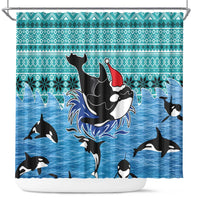 Love Oracle Whale Christmas Shower Curtain Xmas Holiday Patterns - Wonder Print Shop