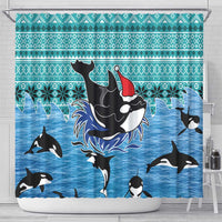 Love Oracle Whale Christmas Shower Curtain Xmas Holiday Patterns - Wonder Print Shop