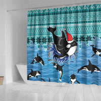 Love Oracle Whale Christmas Shower Curtain Xmas Holiday Patterns - Wonder Print Shop
