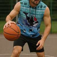 Love Oracle Whale Christmas Sleeveless Hoodie Xmas Holiday Patterns - Wonder Print Shop