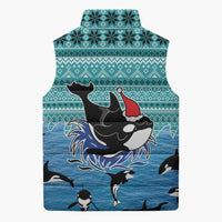 Love Oracle Whale Christmas Sleeveless Puffer Jacket Xmas Holiday Patterns - Wonder Print Shop