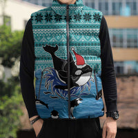 Love Oracle Whale Christmas Sleeveless Puffer Jacket Xmas Holiday Patterns - Wonder Print Shop