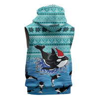 Love Oracle Whale Christmas Sleeveless Zip Hoodie Xmas Holiday Patterns - Wonder Print Shop