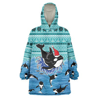 Love Oracle Whale Christmas Wearable Blanket Hoodie Xmas Holiday Patterns - Wonder Print Shop
