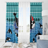 Love Oracle Whale Christmas Window Curtain Xmas Holiday Patterns - Wonder Print Shop