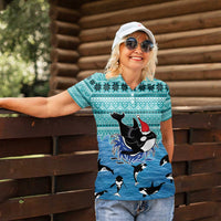 Love Oracle Whale Christmas Women Polo Shirt Xmas Holiday Patterns - Wonder Print Shop