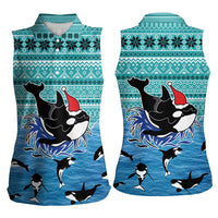 Love Oracle Whale Christmas Women Sleeveless Polo Shirt Xmas Holiday Patterns - Wonder Print Shop