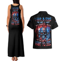 I Have 3 Sides 3 Skulls Couples Matching Tank Maxi Dress and Hawaiian Shirt - Wonder Print Shop