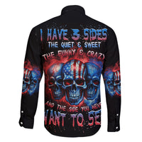 I Have 3 Sides 3 Skulls Family Matching Off Shoulder Long Sleeve Dress and Hawaiian Shirt - Wonder Print Shop
