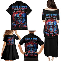 I Have 3 Sides 3 Skulls Family Matching Puletasi Dress and Hawaiian Shirt - Wonder Print Shop