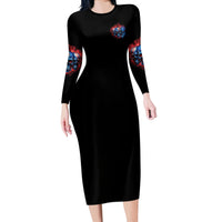 I Have 3 Sides 3 Skulls Long Sleeve Bodycon Dress - Wonder Print Shop