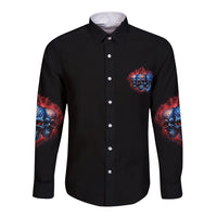 I Have 3 Sides 3 Skulls Long Sleeve Button Shirt - Wonder Print Shop
