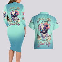 Judge Me When You're Perfect Couples Matching Long Sleeve Bodycon Dress and Hawaiian Shirt - Wonder Print Shop