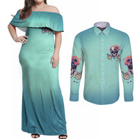 Judge Me When You're Perfect Couples Matching Off Shoulder Maxi Dress and Long Sleeve Button Shirt - Wonder Print Shop