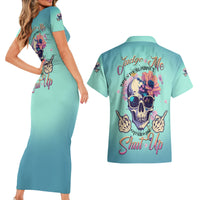 Judge Me When You're Perfect Couples Matching Short Sleeve Bodycon Dress and Hawaiian Shirt - Wonder Print Shop